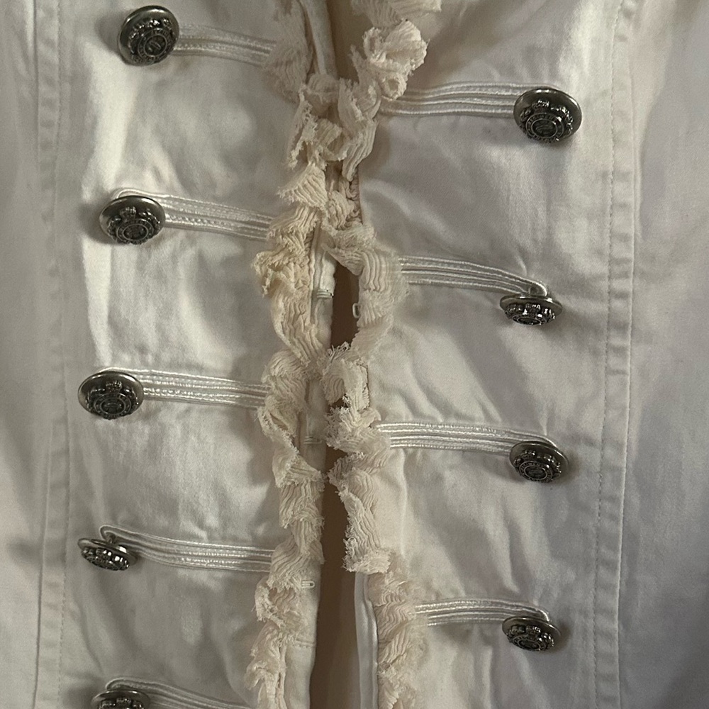 Vintage Military/Utility Jacket w/ Button n Lace Ruffle Accents.   Size 4 - Picture 3 of 7
